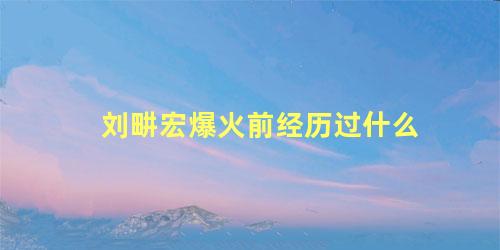 刘畊宏爆火前经历过什么