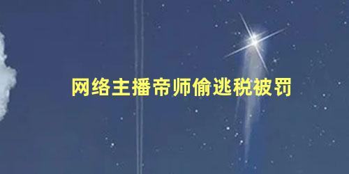 网络主播帝师偷逃税被罚