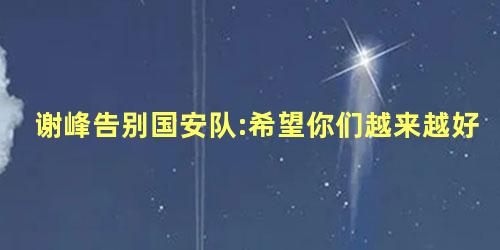 谢峰告别国安队:希望你们越来越好